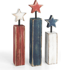 4Th of July Table Decorations, 3Pcs Red White and Blue Decorations, Retro Patrio