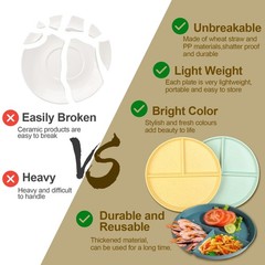 Divided Plates for Adults (8 Packs), 8 Mix Colors-9IN-8 Packs, 8 Colors