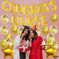 , Congrats Nurse Gold Balloons Banner Set – 16 Inch, Pack Of 35 | Nurse Party…