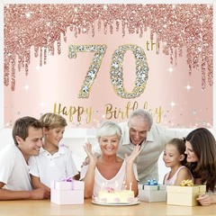 Exquisite 70th Birthday Banner, Rose Gold Decoration for Special Occasions
