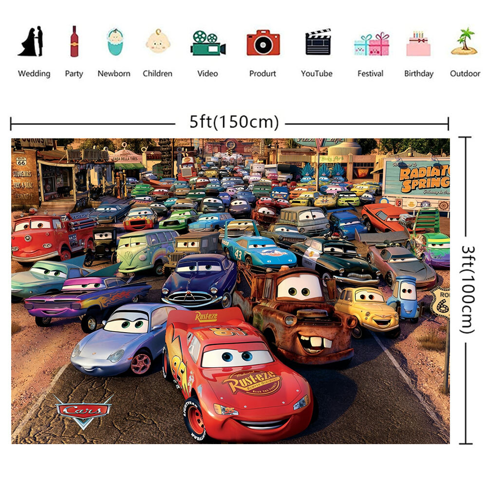 Cars McQueen Party Supplies Backdrop Banner Poster Vinyl Birthday Gift for Kids