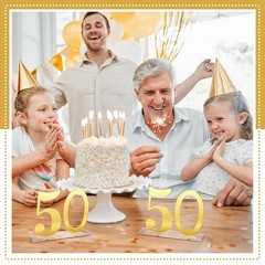 Mirror Gold 50th Anniversary Birthday Decorations Acrylic Table Numbers 6 PCS
