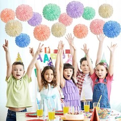 15PCS Pastel Paper Tissue Pom Poms Decoration Macaron Rainbow Candy Ice Cream…