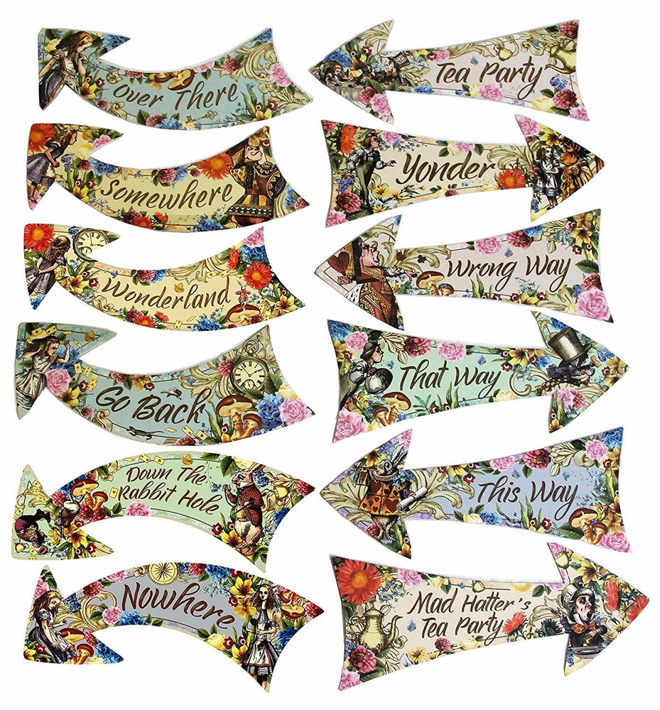 Alice Arrows Quotes Party Signs Props Tea Party Decoration Mad Hatter Decor