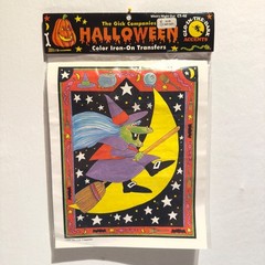 Vtg Halloween Party Lot Witch Transfers Napkins Petite Baking Cups Orange Lights