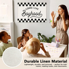 Long Live Boyhood Black and White Checkered Boys Room Decor – Cars Room Decor Li