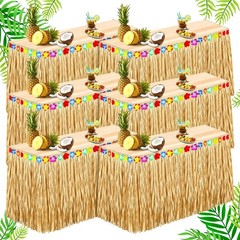 6 Pcs Luau Grass Raffia Table Skirt 9 Ft X 30 Inch Hawaiian Hibiscus Table Skirt