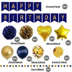 Birthday Decorations Navy Blue Gold Birthday Party Decorations Happy Birthday…
