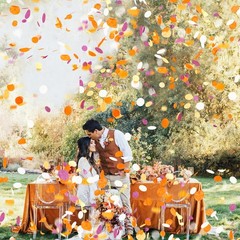 Maroon Orange Pumpkin Confetti for Fall Birthday Graduation Table Decor