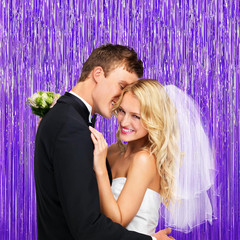 Purple Tinsel Backdrop Foil Fringe Curtains – 2 Packs Door Streamers Backdrop fo