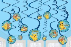 Pokemon Hanging Swirls Decorations 12ct Birthday Party Supplies