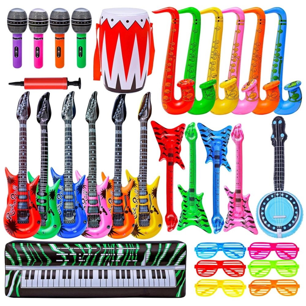80s 90s Inflatable Party Decorations – Rock Band Instruments
