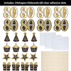 80th Birthday Centerpiece Sticks Gold Glitter Table Toppers Decor 24 Pack Party!