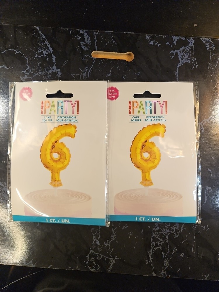 2×Number 6 Cake Topper Ballons. 5 Inches Tall.