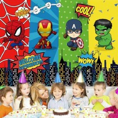 Superhero Birthday Backdrop Banner Background Poster Party Decorations 7x5ft