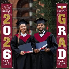 Charming 2026 Graduation Decorations: Maroon Gold Banners for Indoor/Outdoor Use