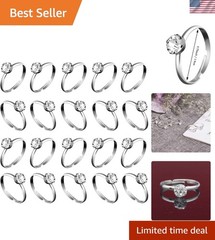 36 Packs Diamond Engagement Rings Bridal Shower Rings for Wedding Table Decor…