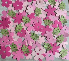 Pink Paper Flower Confetti table decorations Wildflowers Birthday Baby Party
