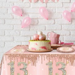 41PCS 13th Birthday Decorations Rose Gold Theme 13 Old Girl Birthday Decorat…