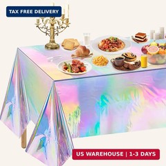OHOME 4 Pack Iridescence Plastic Tablecloths Disposable Galentines Day Decoratio