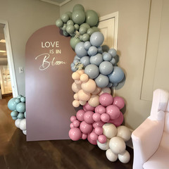 Pink Blue Green Balloons, Retro Blush Pink Sage Green Dusty Blue Ivory White Nud