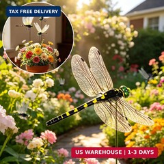 12 Pack 3D Dragonfly Clips, Fake Dragonflies with Stakes, Realistic Plastic Drag