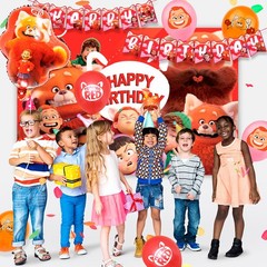 Turning Red Birthday Party Decorations,Turning Red Party Supplies &Tableware Set
