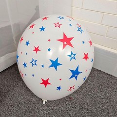 12 Inch Printed Star White Balloons, 50 Pcs Printed Blue Red Star Latex Ballo…