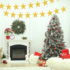 48 Pcs Silver Stars Cutouts, 6 Inch Double Printed Paper Stars Cutout