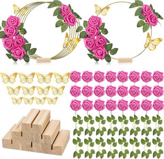 6 Pack Floral Hoop Centerpieces Table Decorations Kit Include 6 Metal Wreath Rin