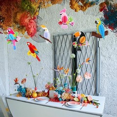 Hawaiian Tropical Bird Party Decorations 6 Pieces Hanging Tiki Bar Decor