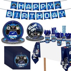 Video Game Party Supplies Set 194pcs Serves 24 Guest Birthday Decorations