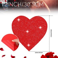 100 PCS 12 Inch Red Glitter Heart Cutouts Paper Cards Valentine’s Day Decor
