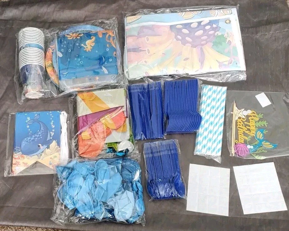 SHARK Octopus Theme B Day party Supplies 20 Gust Plate Cups Napkins etc 215 Pec