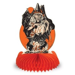Beistle Vintage Halloween 4 Pack 9in Tissue Centerpieces Witch Creepy Clowns Cat