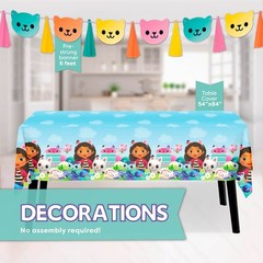 Dollhouse Party Decorations Set | Birthday Tablecover, Banner, Plates & Napkins