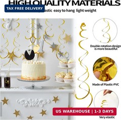 30 Pieces Hanging Swirl Party Decorations Foil Decorations Ceiling Swirl Spiral