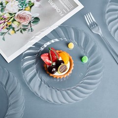 FOCUSLINE 100 Count Clear Plastic Plates 9 Inch, Disposable Heavy Duty Dinner…