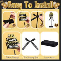 3 Pcs Happy Birthday Party Decorations Wooden Signs Table Centerpieces for Men W