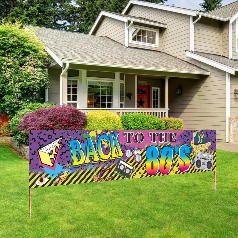 80S Party Decorations Back to the 80S Banner Backdrop, 1980S Hip Hop Graffiti Pa