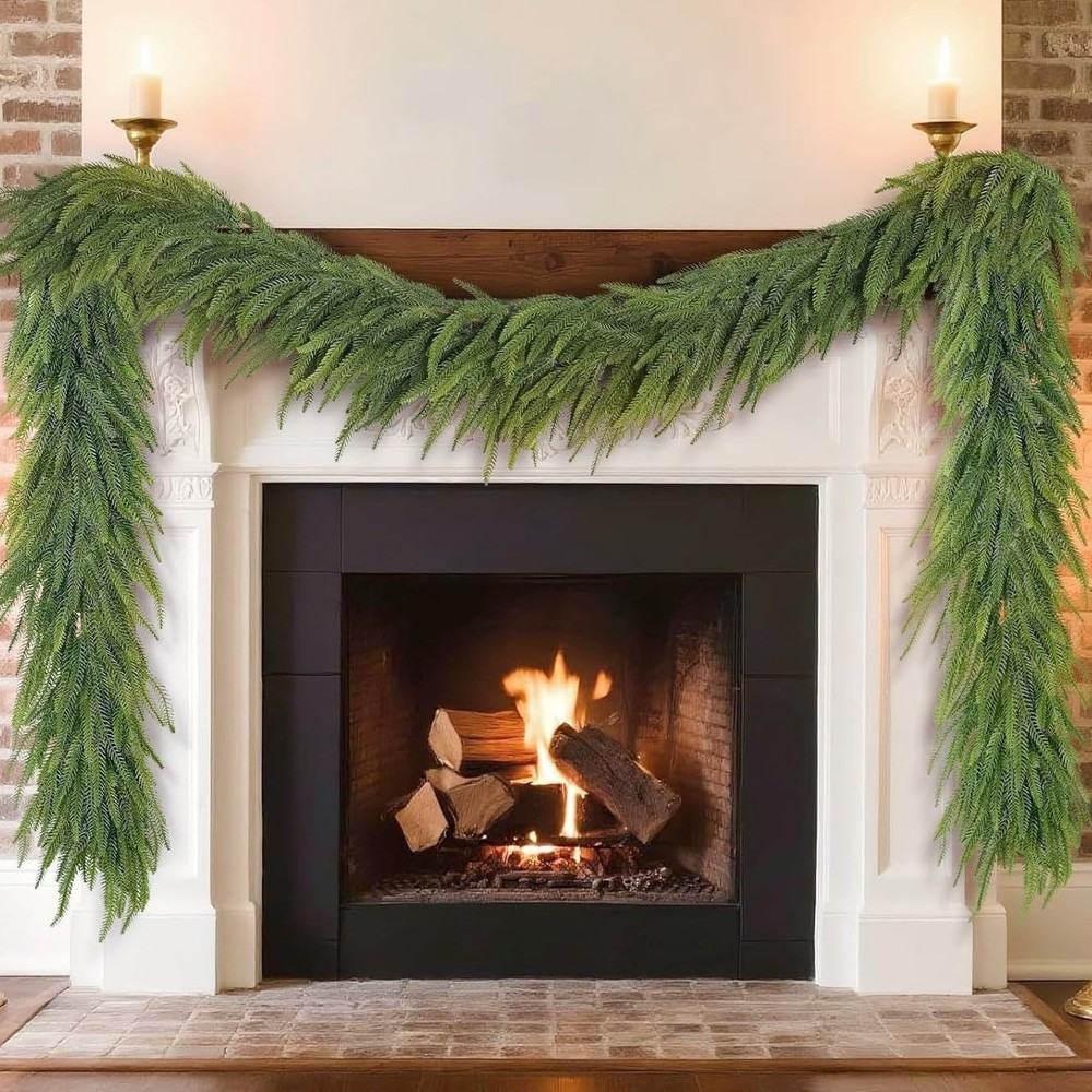 2Pcs 6Ft Artificial Norfolk Pine Garlands Artificial Christmas Garlands Greenery