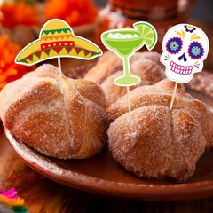 48 PCS Cinco De Mayo Cupcake Toppers 12 Style Mexican Cupcake Picks