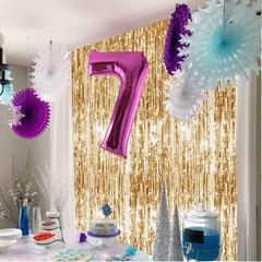 3 PCS Gold Tinsel Foil Fringe Curtains 3.3×6.6ft Photo Booth Party Decorations