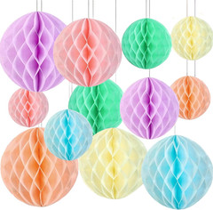 12Pcs Pastel Hanging Honeycomb Balls Decorations Party Decoration Rainbow Birthd