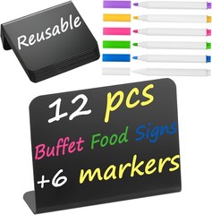 12 Pack 4″X3″ Small Food Labels for Party Buffet Food Signs for Birthday Bakery