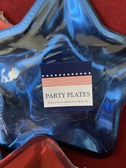 Star Shaped Foil Paper Party Plates Set of 4 (48 total) Red Blue New