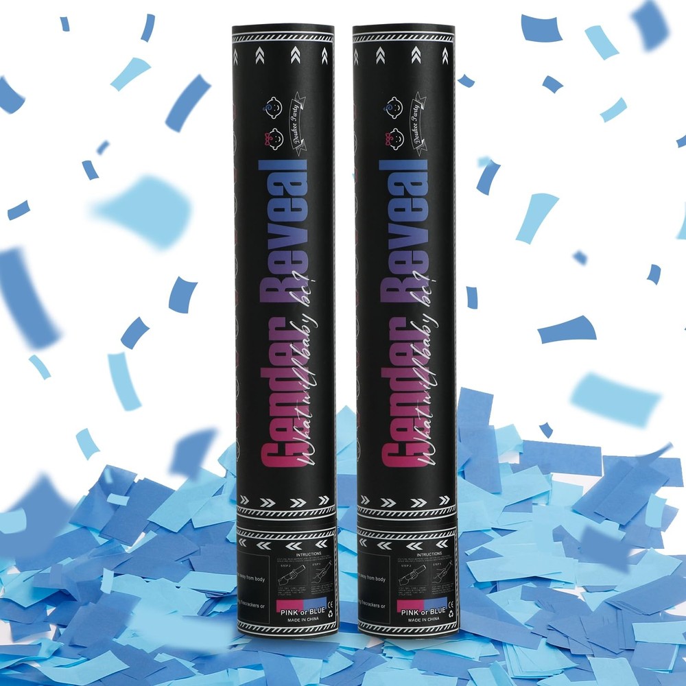 Gender Reveal Blue Confetti Cannon, DOUKEE Biodegradable Navy and Blue Tissue…
