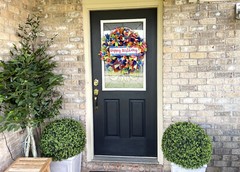 Happy Birthday Balloon Party Front Door Deco Mesh Wreath Gender Neutral