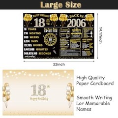 Large 18th Birthday Card With Envelope Black Gold Happy 18th Birthday Giant G…