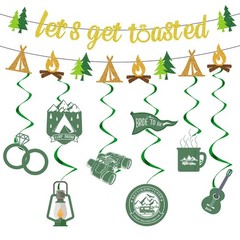 Refavor Camp Bachelorette Decorations – 10PCS Let’s Get Toasted Banners Green